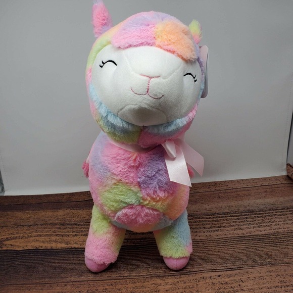 Kellytoy Plush Llama Be Your Valentine Tie Dye Neon Gift 16" Pink Purple Orange - Picture 3 of 8